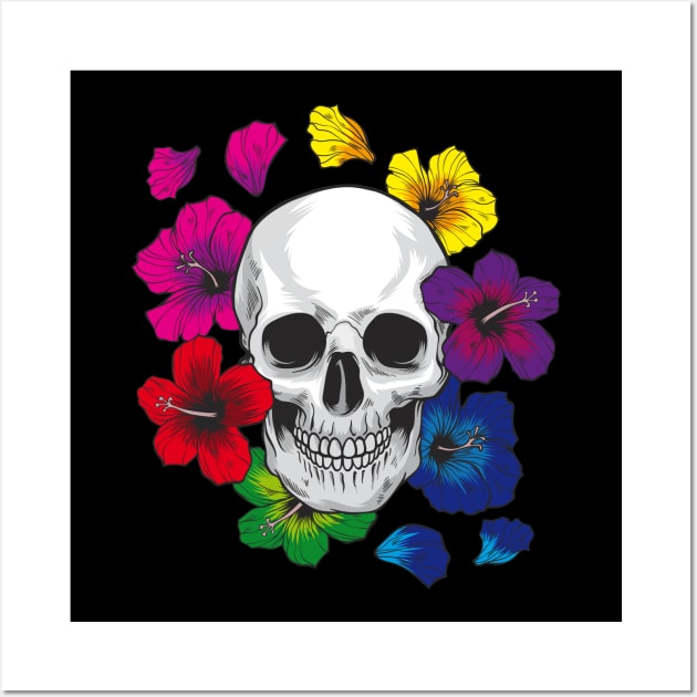 Skull with flowers Wall Art by MandyDesigns